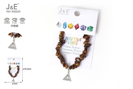 [930233] [12u/cx]Pulsera de acero inoxidable con cuentas de piedra #46095