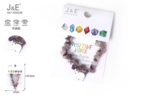 [930236] [12u/cx]Pulsera de acero inoxidable con cuentas de piedra #46104
