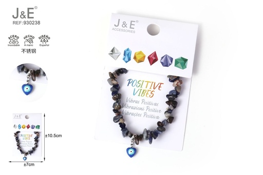[930238] [12u/cx]Pulsera de acero inoxidable con cuentas de piedra #46117