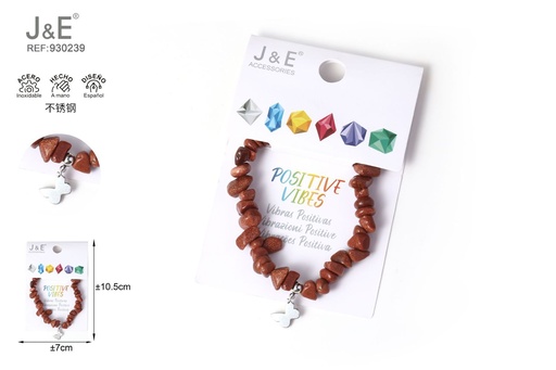 [930239] [12u/cx]Pulsera de acero inoxidable con cuentas de piedra #46123