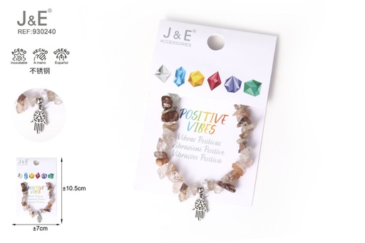 [930240] [12u/cx]Pulsera de acero inoxidable con cuentas de piedra #46127