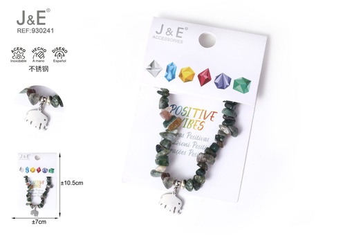 [930241] [12u/cx]Pulsera de acero inoxidable con cuentas de piedra #46129
