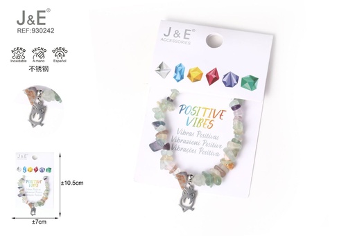 [930242] [12u/cx]Pulsera de acero inoxidable con cuentas de piedra #46130