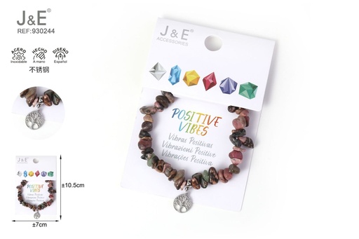 [930244] [12u/cx]Pulsera de acero inoxidable con cuentas de piedra #46136