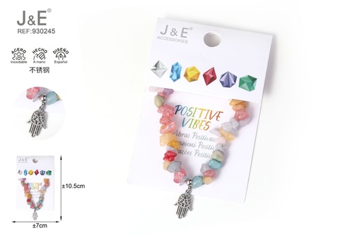 [930245] [12u/cx]Pulsera de acero inoxidable con cuentas de piedra #46137