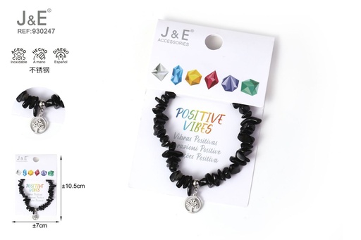 [930247] [12u/cx]Pulsera de acero inoxidable con cuentas de piedra #46144