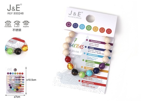 [930248] [12u/cx]Pulsera de acero inoxidable de siete chakras #46218 - Marfil