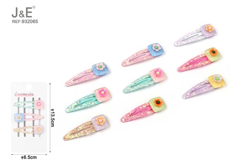 [932065] [12u/cx]Set de 3 Broches BB de 5cm - Diseño de flor en 3D en colores variados