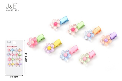[931963] [12u/cx]Set de pequeños clips de cinco pétalos de gelatina 8 piezas