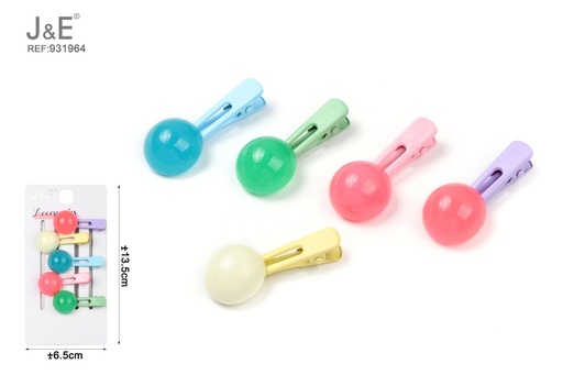 [931964] [12u/cx]Pack de mini pinzas con perlas semiesféricas, 5 piezas