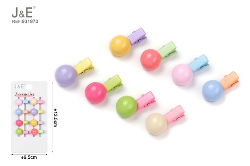 [931970] [12u/cx]Pack de mini pinzas con perlas semiesféricas, 8 piezas