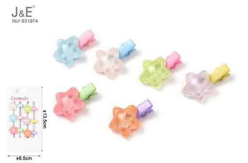 [931974] [12u/cx]Set de pequeños clips de cinco estrellas de gelatina 6 piezas