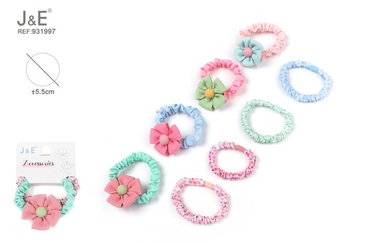 [931997] [12u/cx]Conjunto de gomas para el cabello con flores 2 piezas