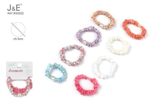 [932022] [12u/cx]Goma para el cabello con perlas y flores 2 piezas