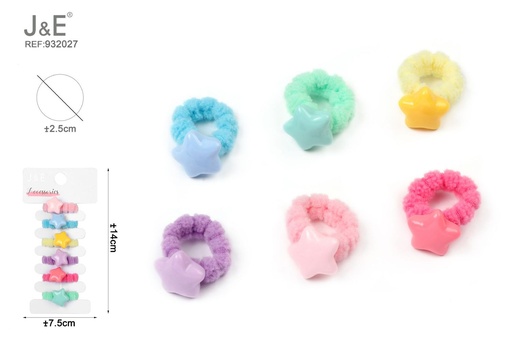 [932027] [12u/cx]Set de seis bandas elásticas de toalla con diseño de estrella brillante