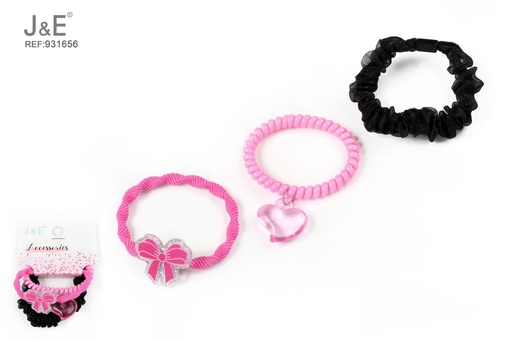[931656] [12u/cx]Set de 3 anillos de elástico con cuerda