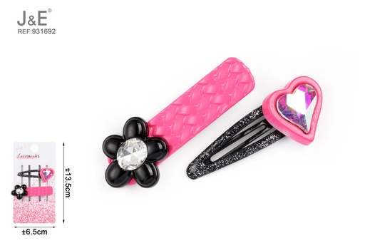 [931692] [12u/cx]Set de 2 pinzas corazón y flor BB