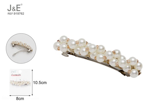[919762] [12u/cx]Pinza de resorte con perlas 1 pieza