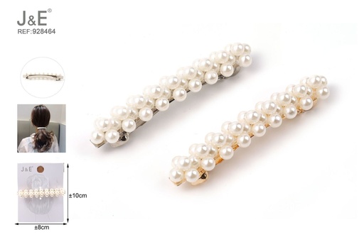 [928464] [12u/cx]Pinza de resorte con perlas 1 pieza