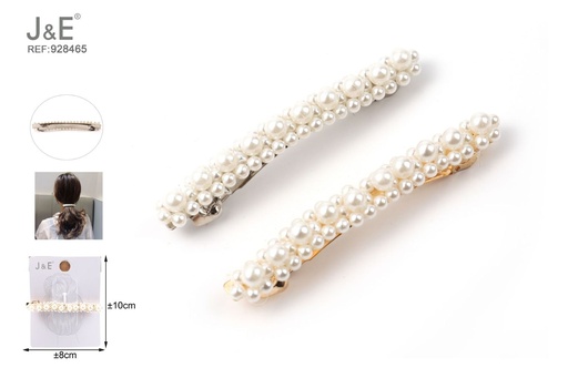 [928465] [12u/cx]Pinza de resorte con perlas 1 pieza