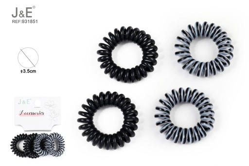 [931851] [12u/cx]Set de 4 pinzas a rayas negras 3.8 cm