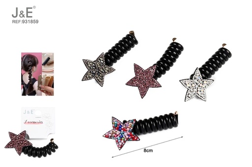 [931859] [12u/cx]Horquilla cilíndrica de estrella con diamantes, colorido, 7cm