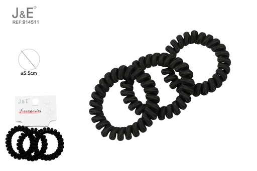 [914511] [12u/cx]Set de 3 anillos de teléfono de tela negra
