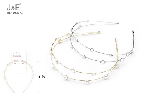 [932373] [12u/cx]Diadema de perlas doble capa 13 cm