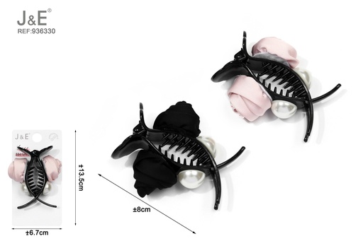 [936330] [12u/cx]Pinza de pico de pato con flor de rosa doble cara 8 cm