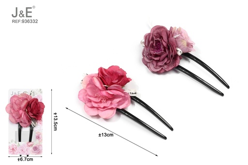 [936332] [12u/cx]Horquilla decorativa con flor artificial de 13cm