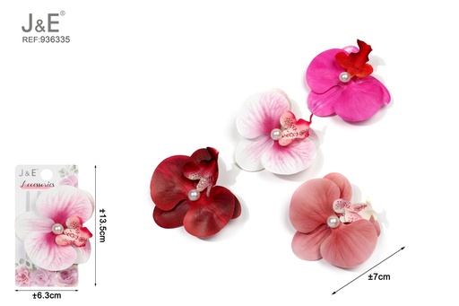 [936335] [12u/cx]Pinza de pico de pato con orquídea al tacto 7 cm