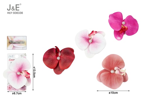 [936336] [12u/cx]Pinza de pico de pato con orquídea al tacto 10 cm