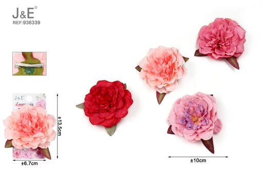 [936339] [12u/cx]Pinza de pico de pato con flor artificial 10 cm