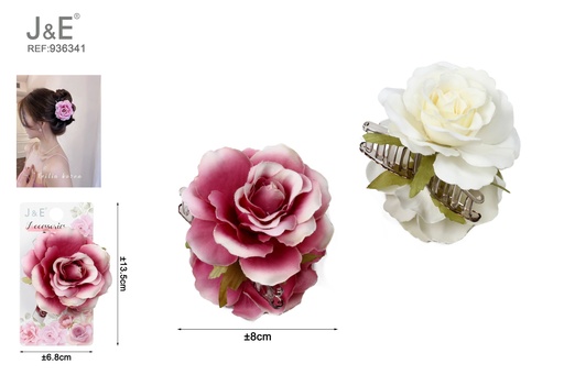 [936341] [12u/cx]Pinza de garra con diseño de flor artificial de 8cm