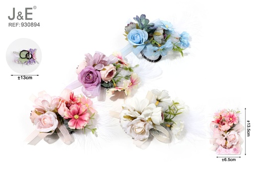 [930894] [12u/cx]Broche de tres usos con diseño de flor artificial, color primavera
