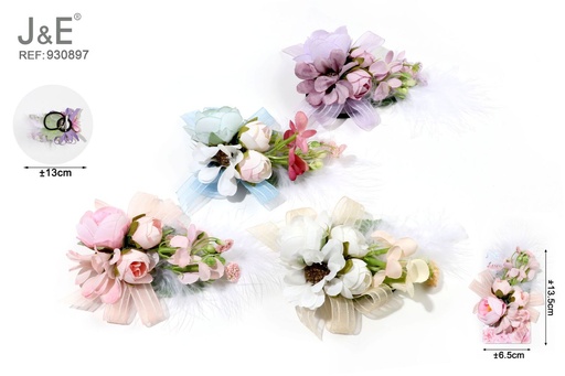 [930897] [12u/cx]Broche de tres usos con diseño de flor artificial, color vintage