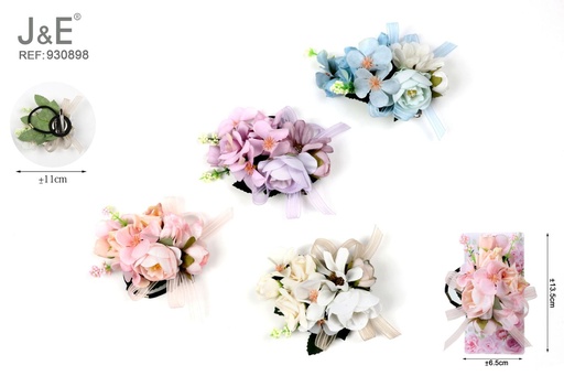 [930898] [12u/cx]Broche de tres usos con diseño de flor artificial, color primavera