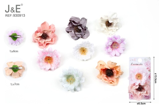 [930913] [12u/cx]Pinza de pico de pato con flores artificiales combinadas