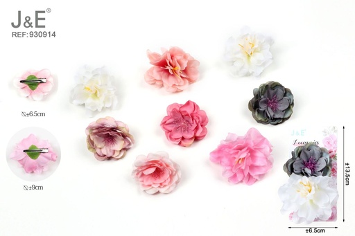 [930914] [12u/cx]Pinza de pico de pato con flores artificiales combinadas