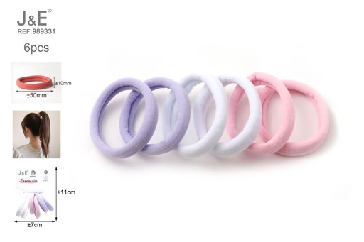 [989331] [24u/cx]Anillos gruesos decorativos 6 piezas en blanco, rosa y morado