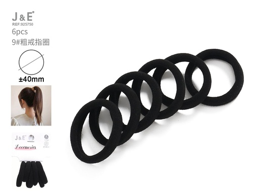 [925750] [24u/cx]Conjunto de 6 anillos gruesos negros modelo XH-40893 talla 9#