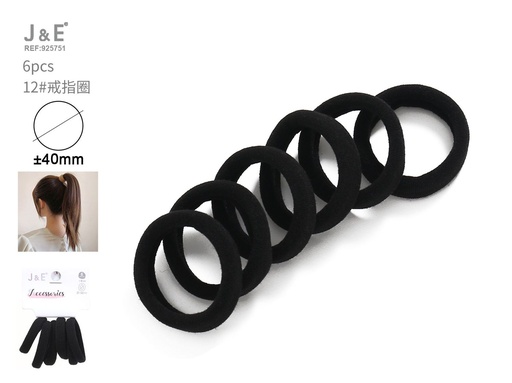 [925751] [24u/cx]Conjunto de 6 anillos negros modelo XH-40896 talla 12#