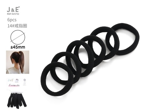 [925752] [24u/cx]Conjunto de 6 anillos negros modelo XH-40892 talla 14#
