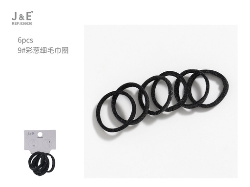 [926620] [24u/cx]Conjunto de 6 aros de toalla finos multicolor negros modelo XH-41193 talla 9# limpieza