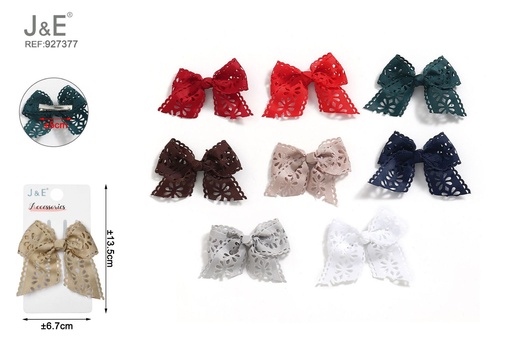 [927377] [24u/cx]Clip de corbata de moño ribeteado perforado 1 pieza tonos escolares 8 colores