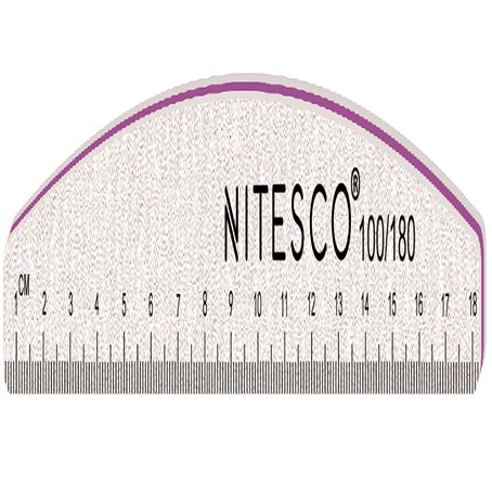 [AIMI-2313] [25u/cx] Lixa de unha cinza-branca – Semicircular 1,6MM núcleo violeta, fundo de papel de lixa amarelo