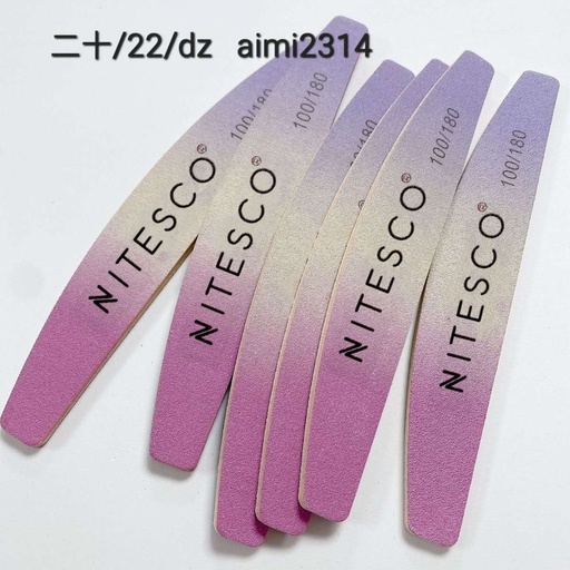[AIMI-2314] [25u/cx] Lixa de unha cinza-branca – Semicircular 1,6MM núcleo violeta, fundo de papel de lixa amarelo