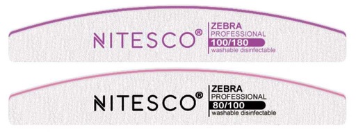 [AIMI-2334] [25u/cx] Lixa de unha cinza-branca – Forma semilunar 1,8MM núcleo preto, dupla face, fundo azul Fuji