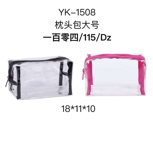 [YK - 1508] [12u/cx]Estuche rectangular grande de PVC transparente Negro