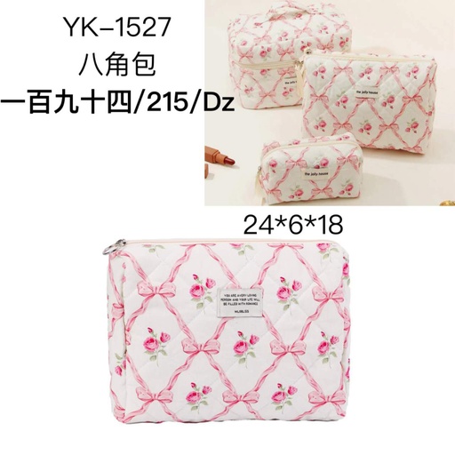 [YK - 1527] [12u/cx]Estuche hexagonal acolchado con diseño de lazo de mariposa 24*6*18cm